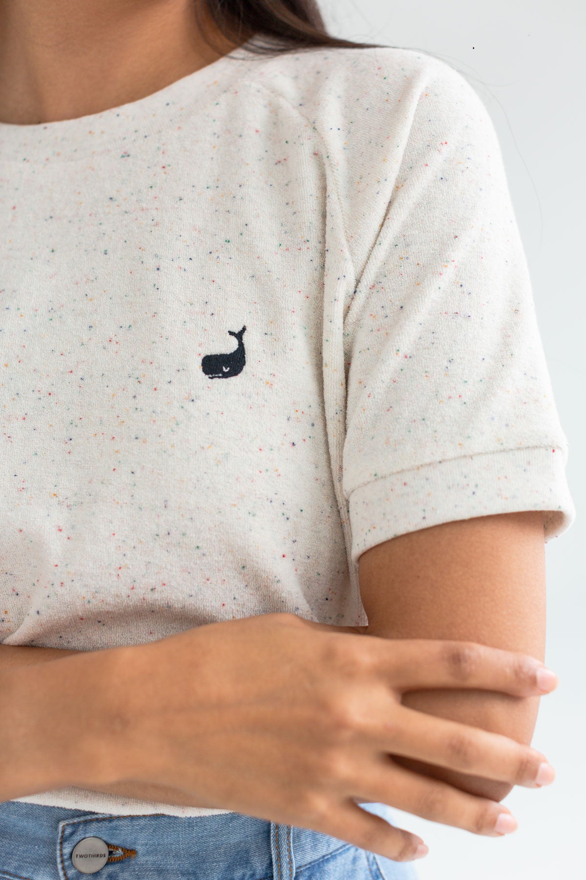 Ecru Terry towelling top women detail logo front