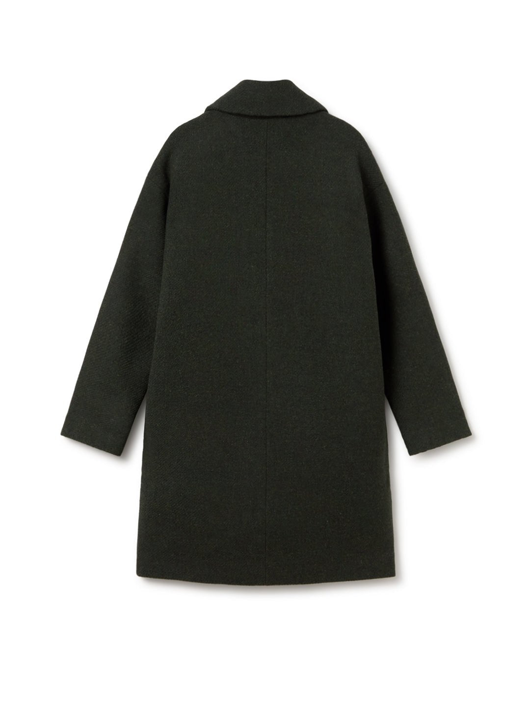 Dark green ethically made wool overcoat