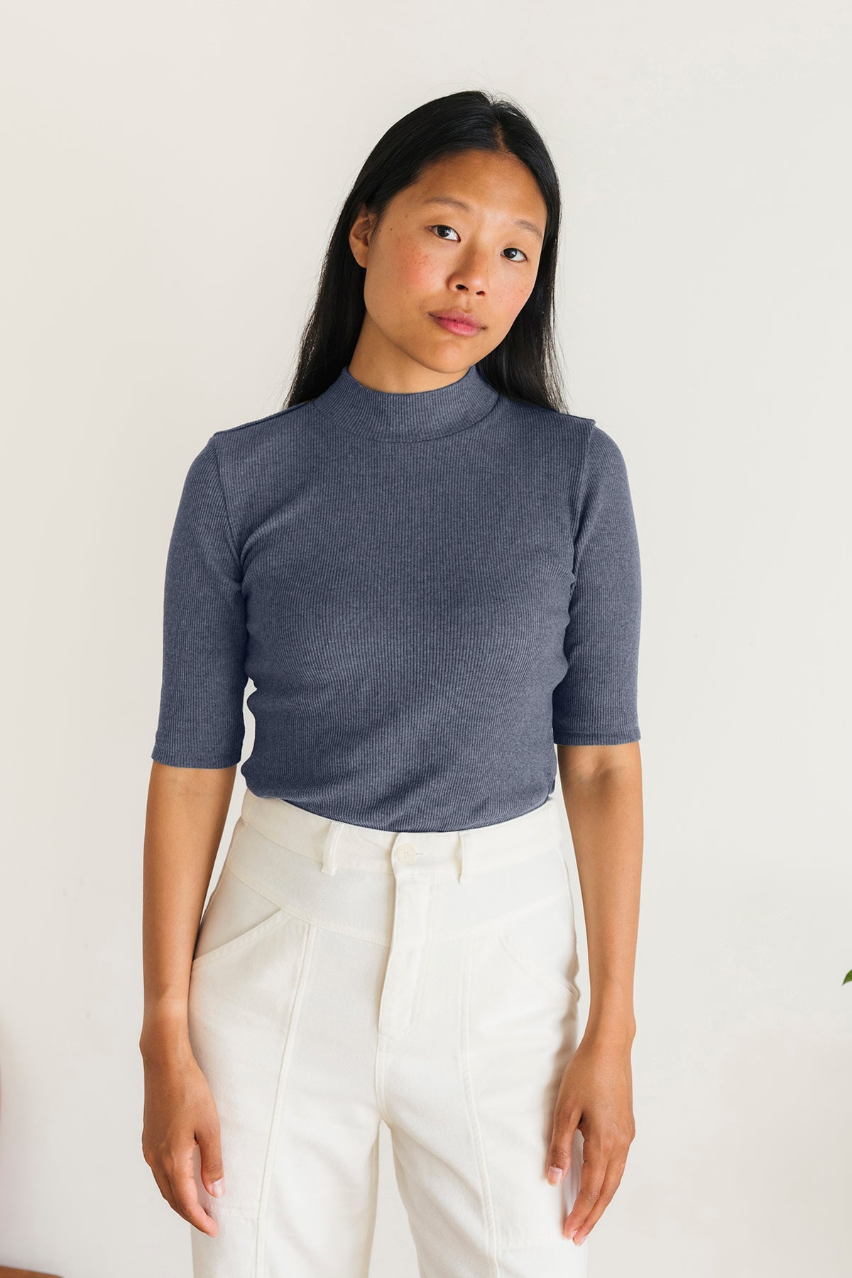 meta-preview, soft ribbed fabric blue top made from recycled materials