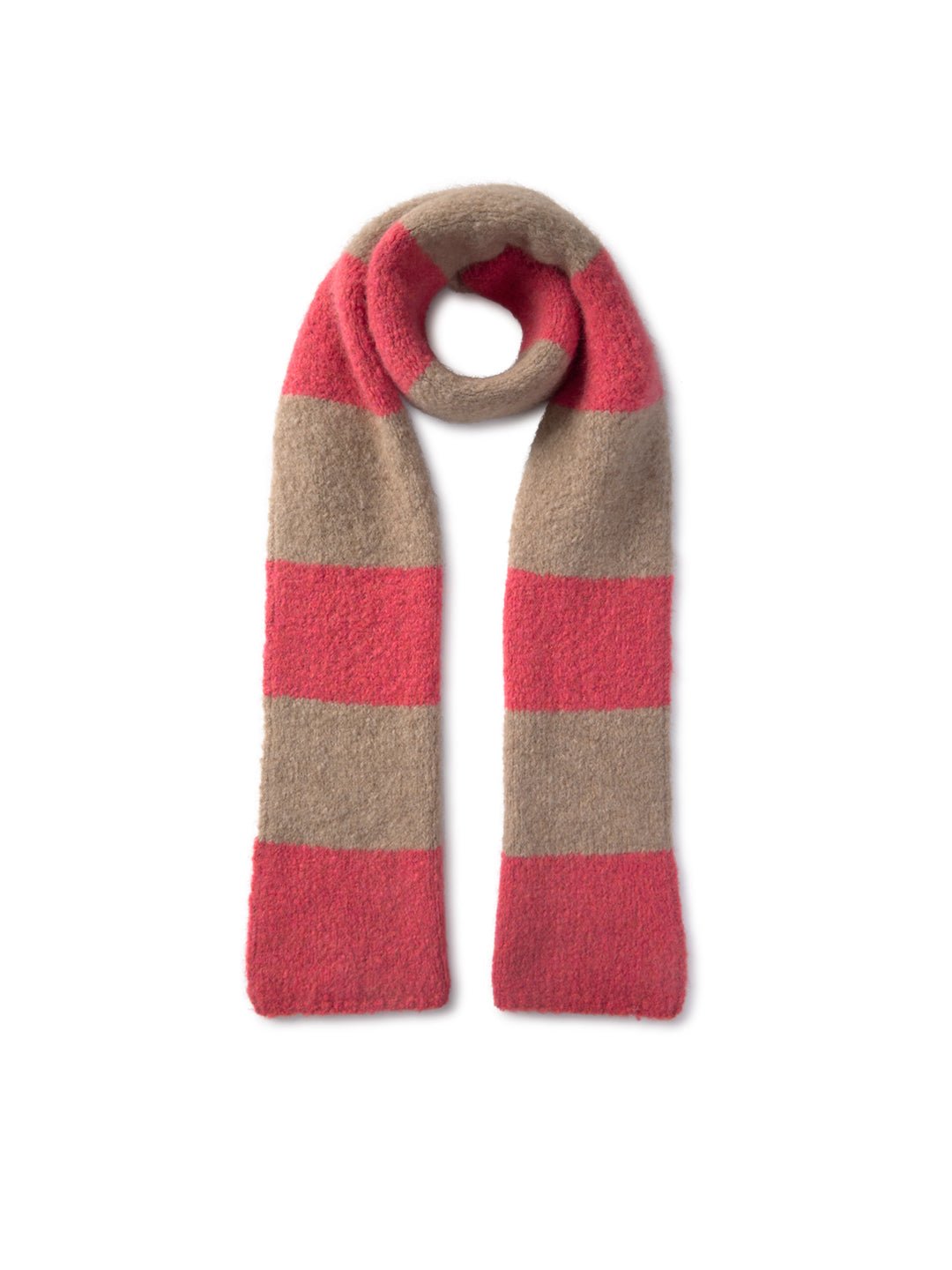 Pink and beige striped scarf