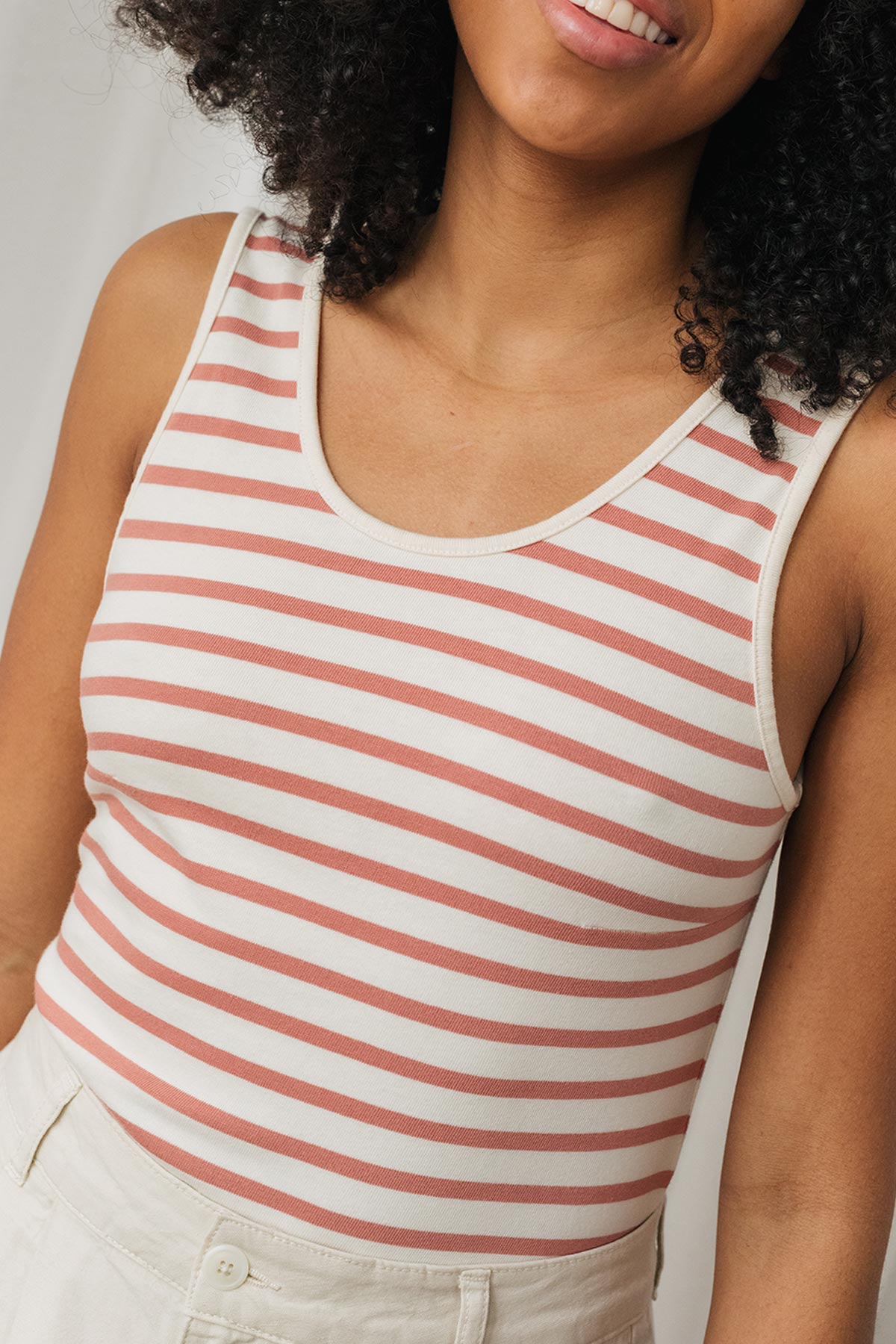 vegan rose striped bodysuit