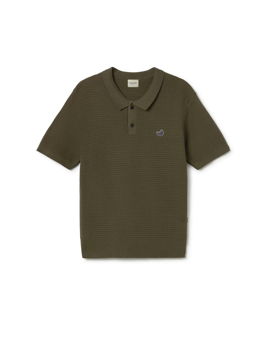 Khaki knit polo shirt men front