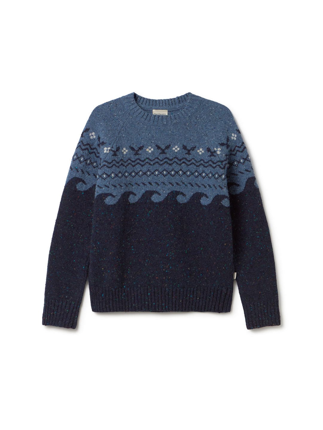Wool blend blue jacquard knit women front