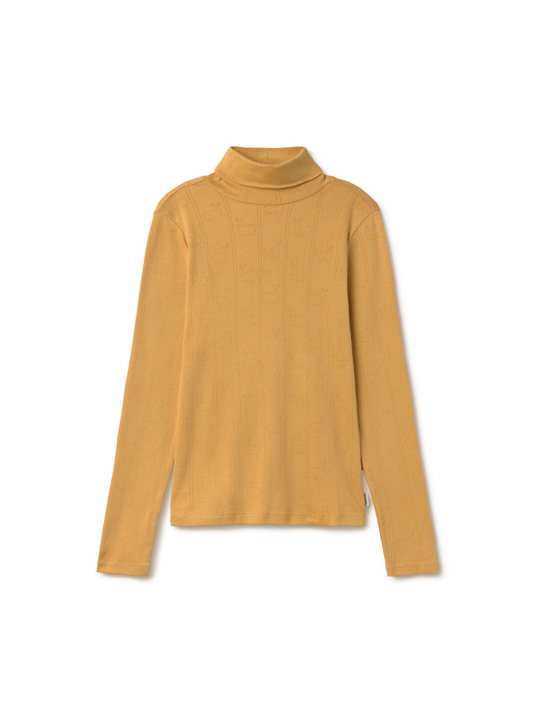 Whales mustard Organic cotton turtleneck top women front