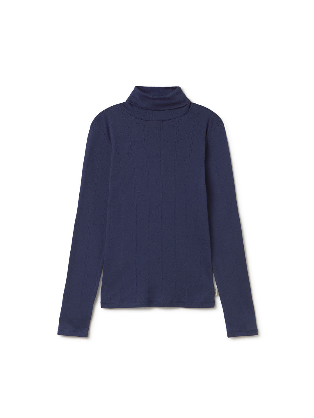 Whales naval blue Organic cotton turtleneck top women front