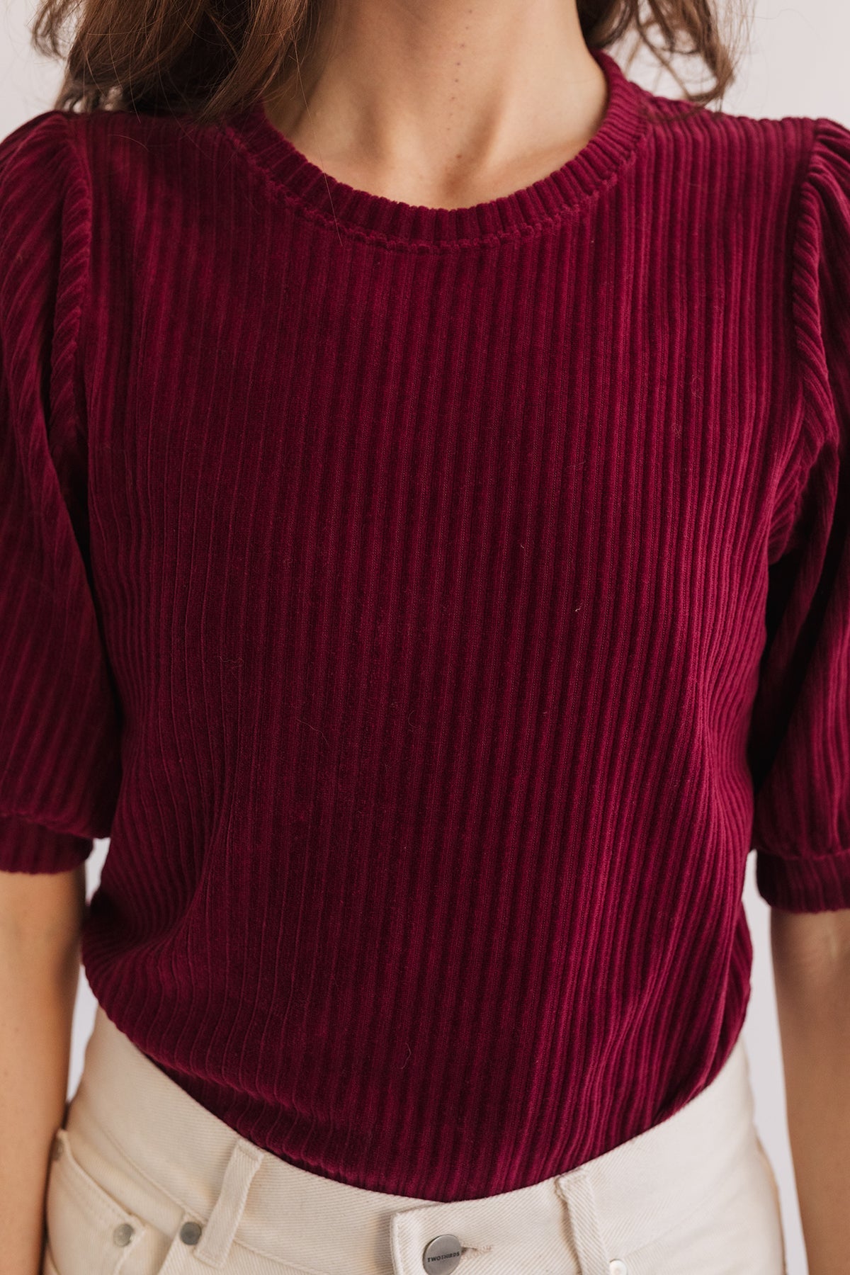velvet rib texture with organic cotton top for women