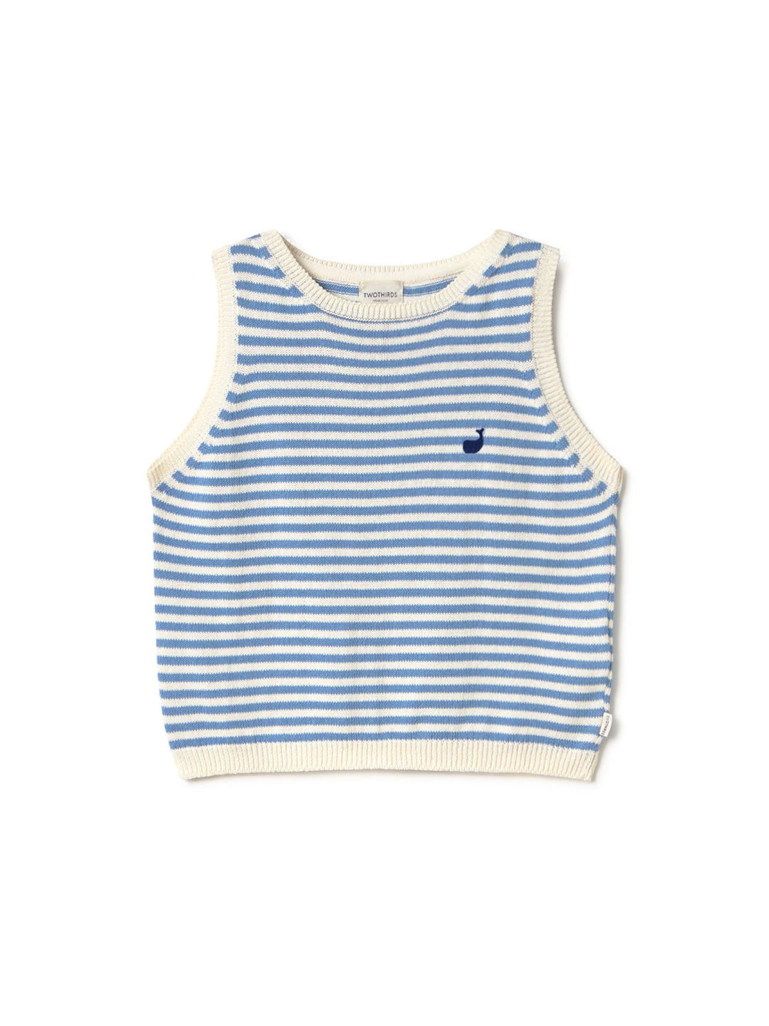 Denim blue stripes knit top women front
