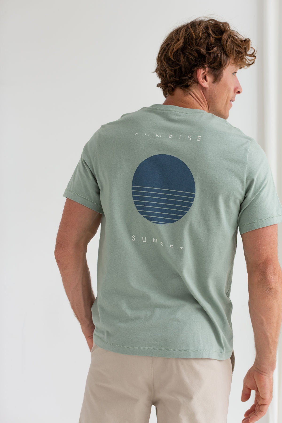 Orient green roundneck t-shirt men wear view back