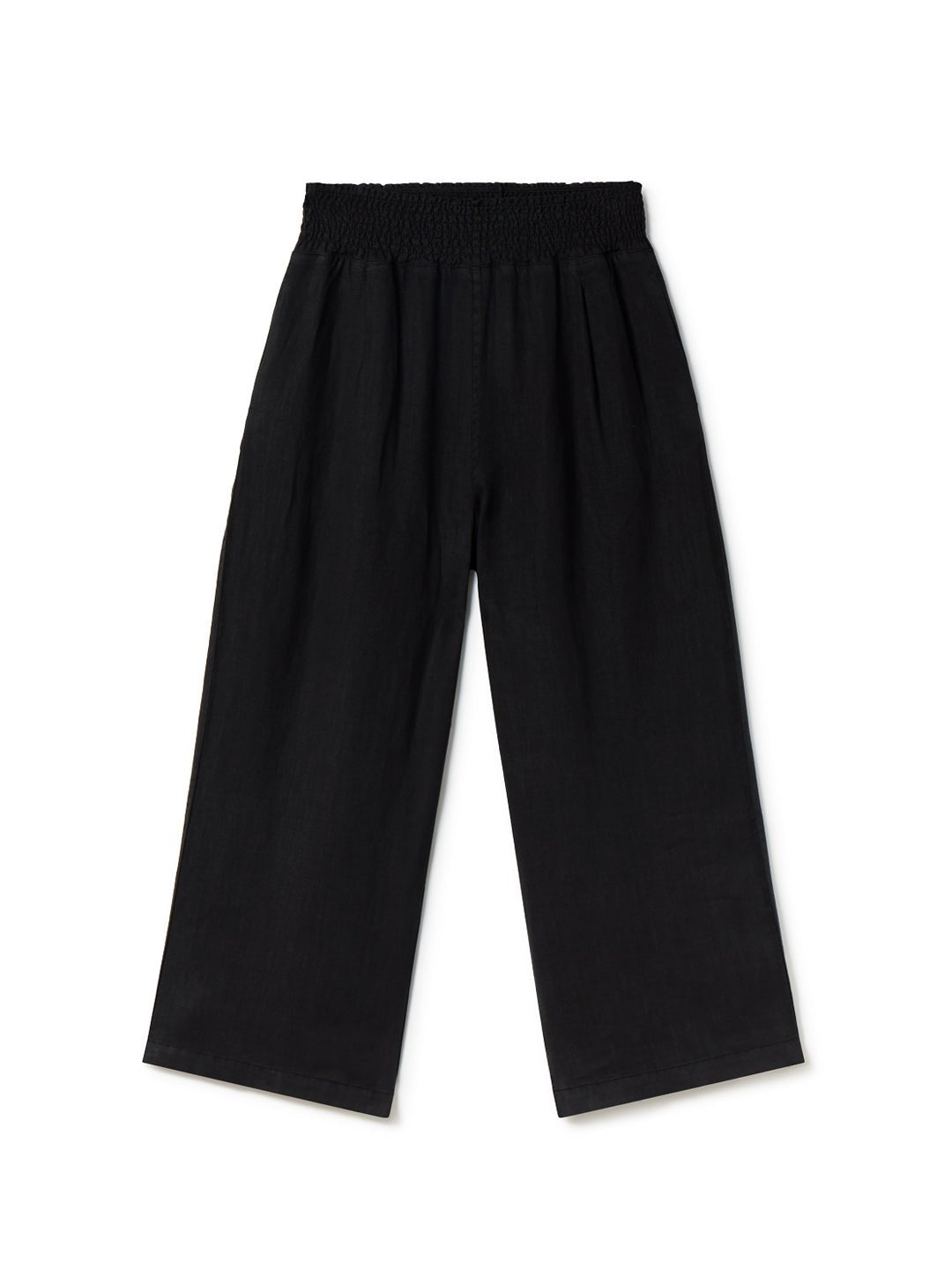 Black linen pants women front