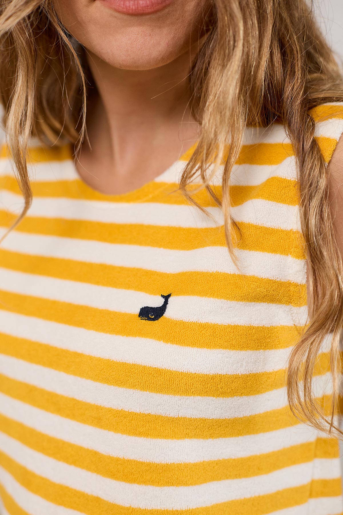 meta-preview, Yellow striped sleeveless top