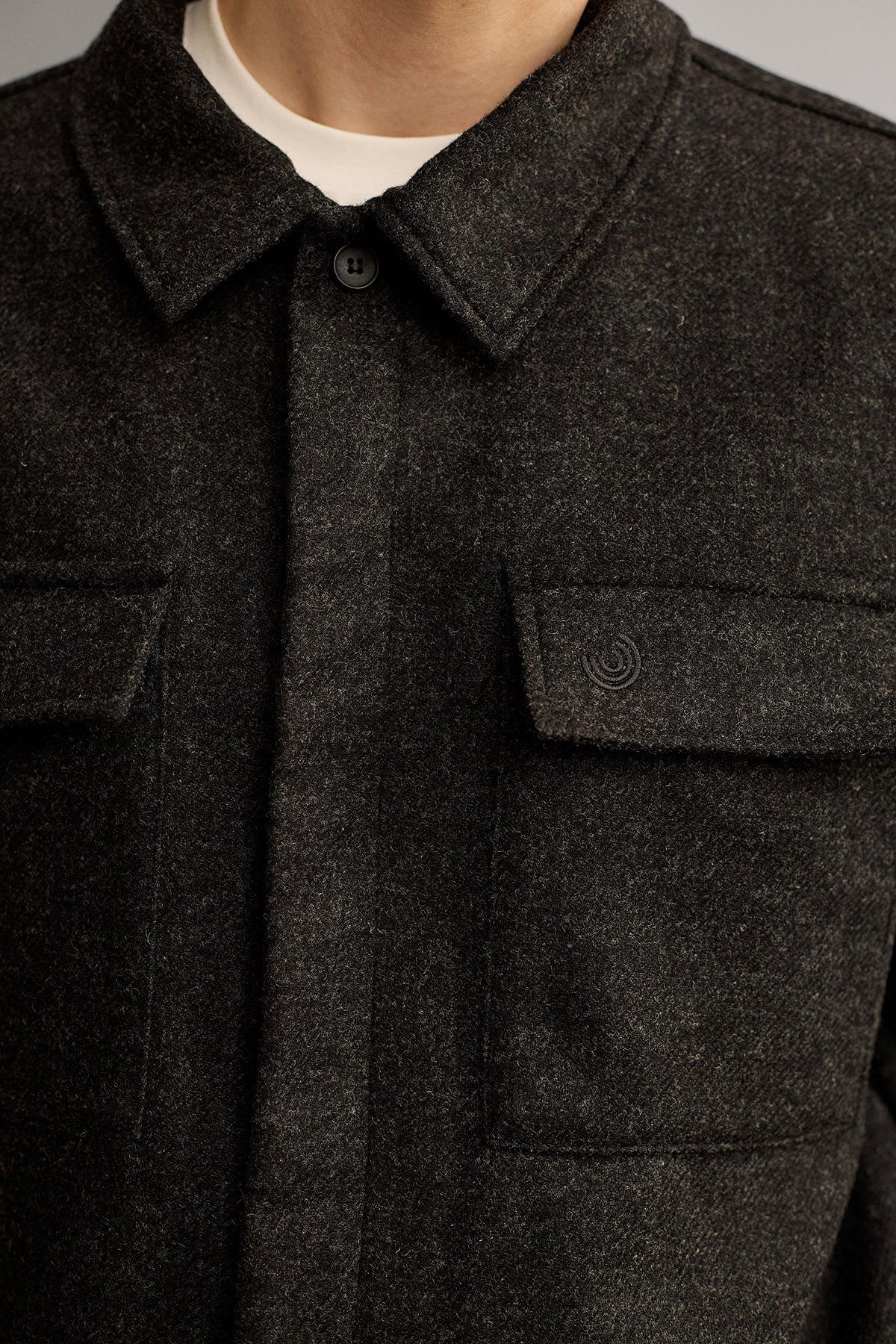 meta-preview, merino wool overshirt with fly front