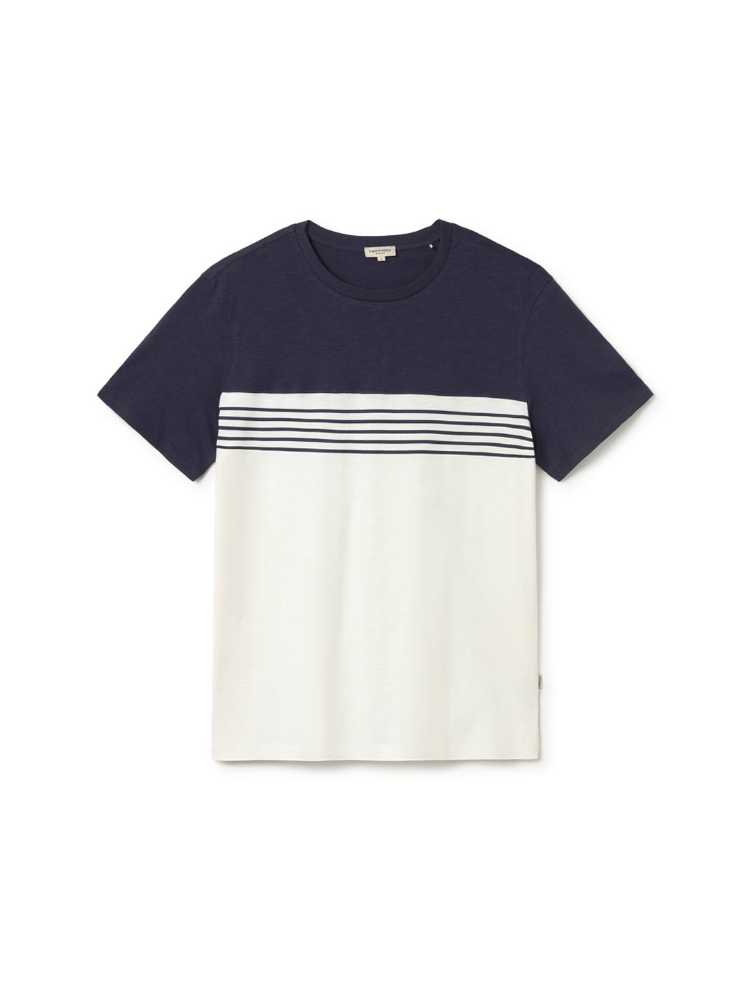 Navy round neck tshirt men front