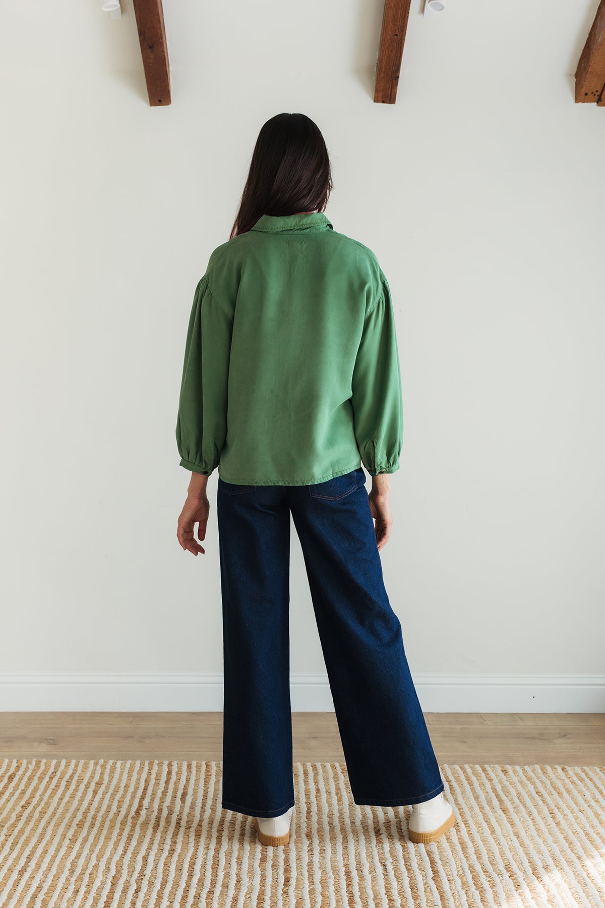 Sustainable oversized green blouse