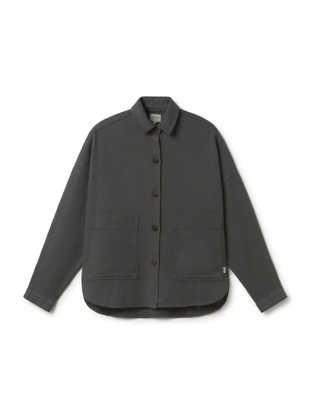 Dark sand organic cotton flannel shirt women front
