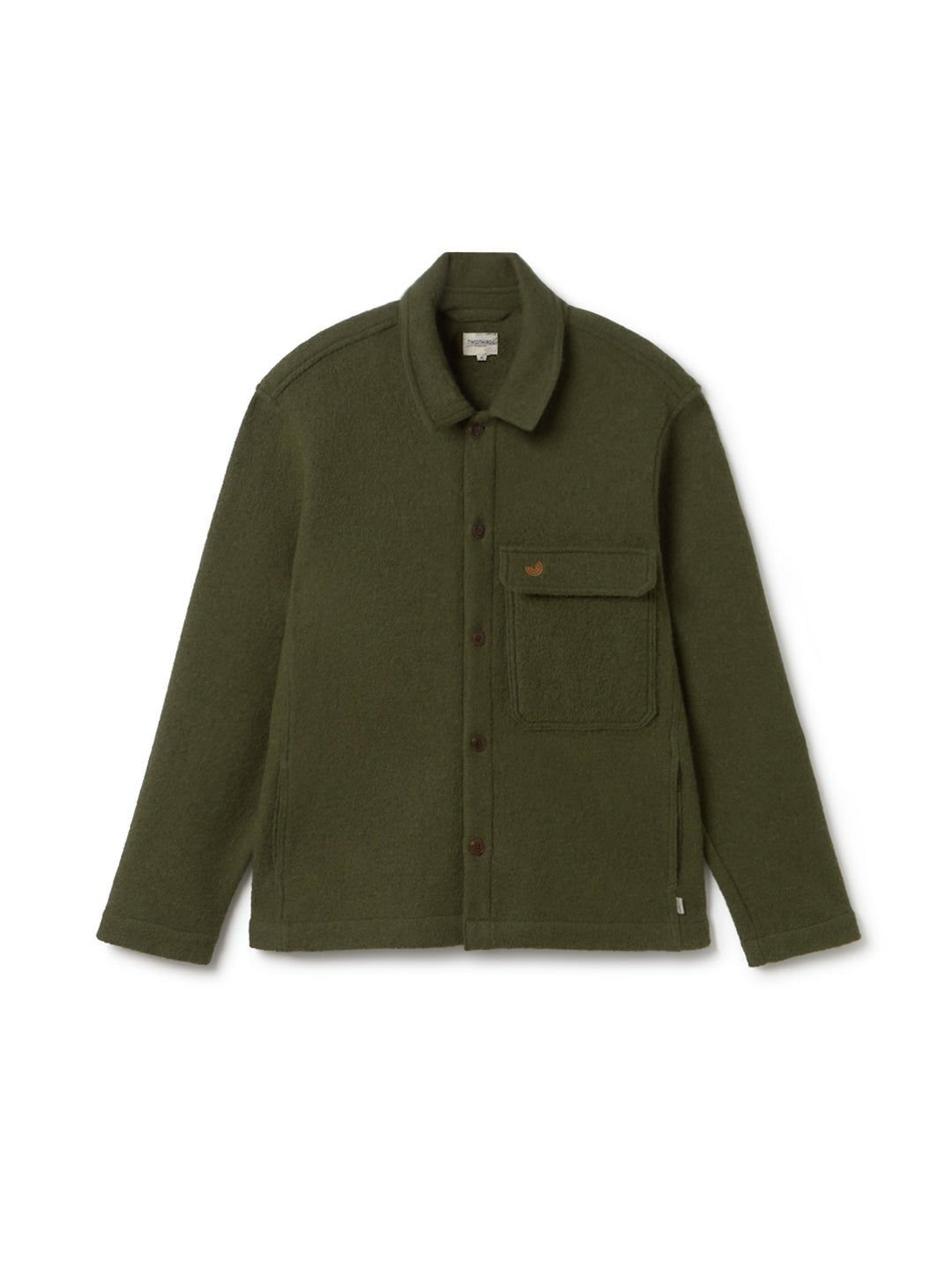 Moss green men’s wool overshirt