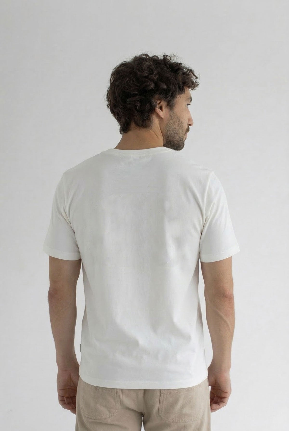 Off white graphic tshirt men light pants wear view back