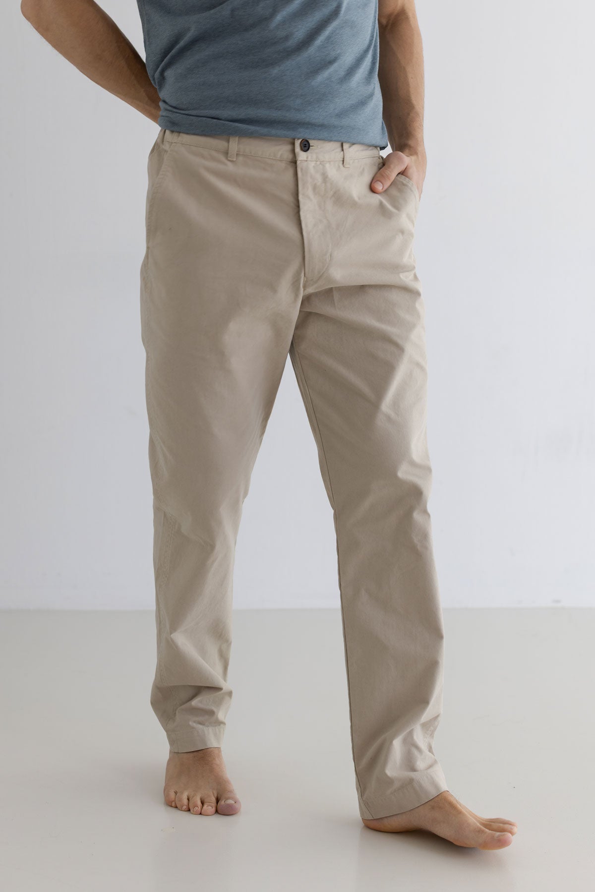 Feather grey Organic cotton canvas pants men wear view front