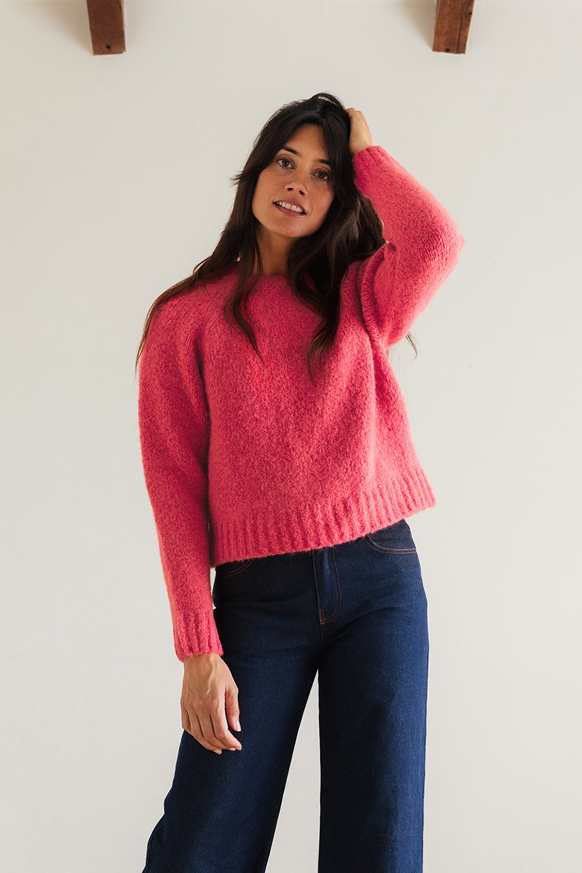 Soft recycled wool pink jumper