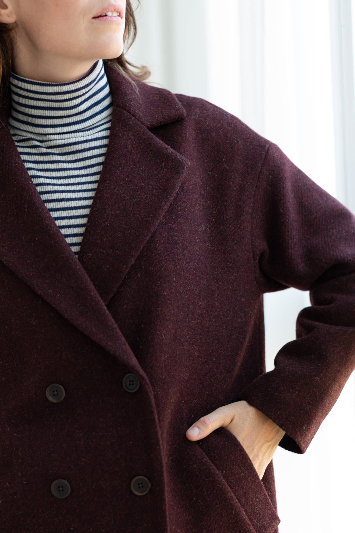 Burgundy Shetland wool jacket
