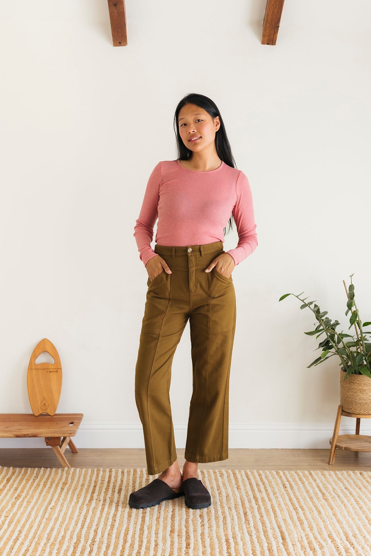 sustainable pink slim fit top