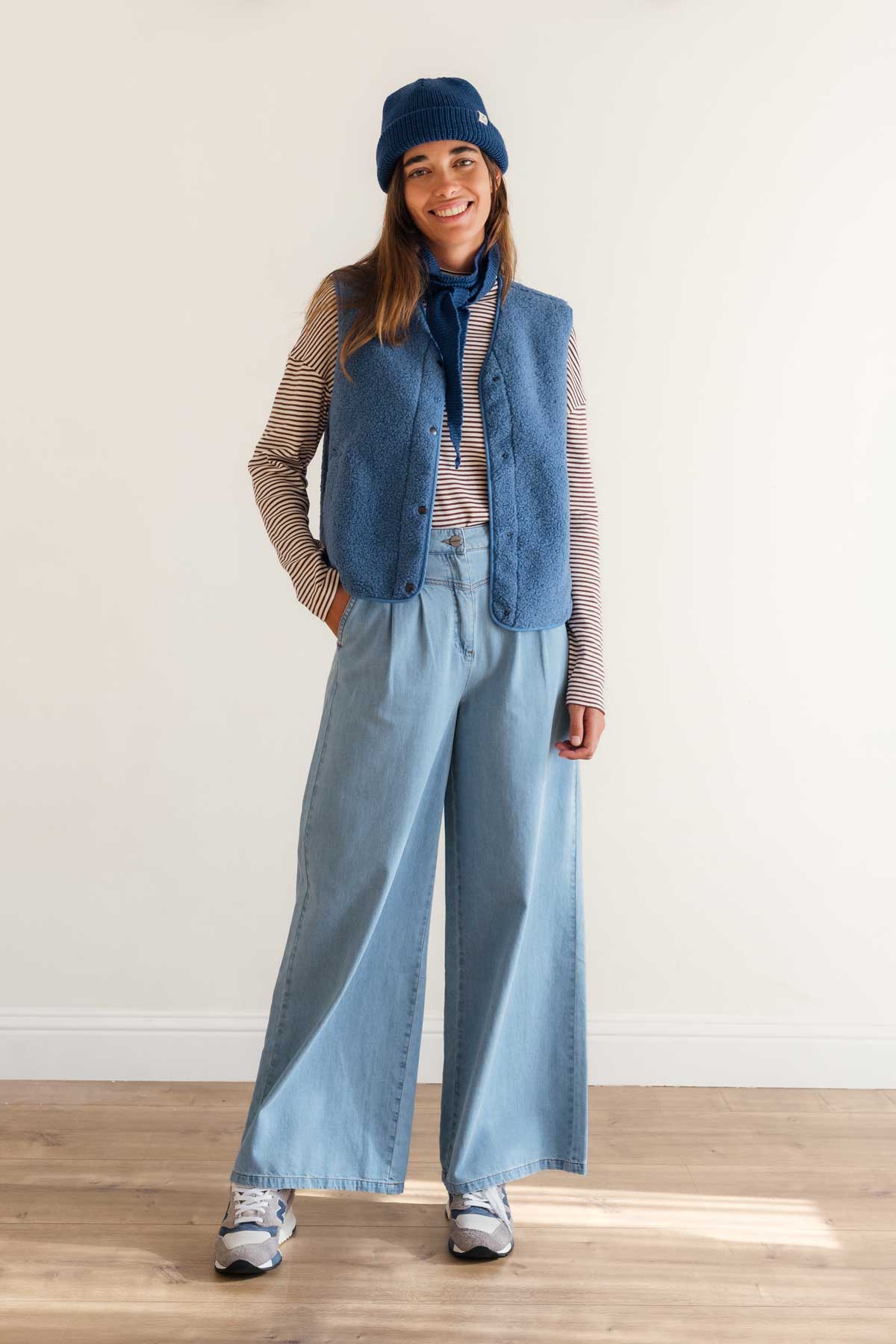 Soft blue vest with subtle texture
